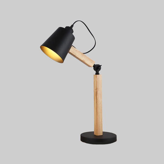 Modern Metal Tapered Desk Light: 1-Head Night Table Lamp In White/Black With Rotating Node