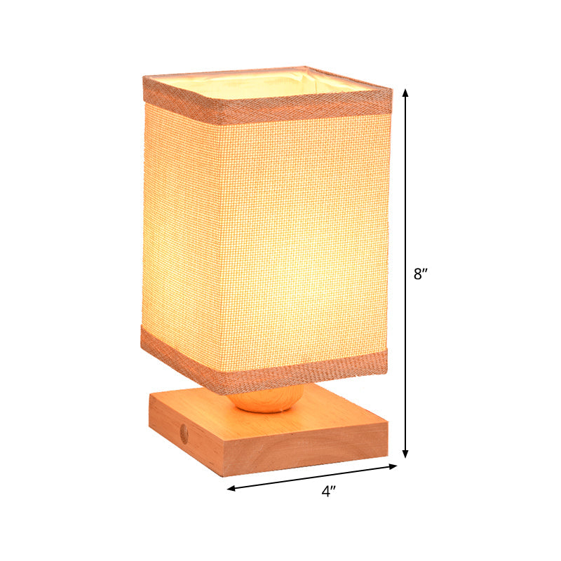 Chinese Wood Dining Room Desk Lamp With Rectangle Fabric Shade - 1 Head Table Light