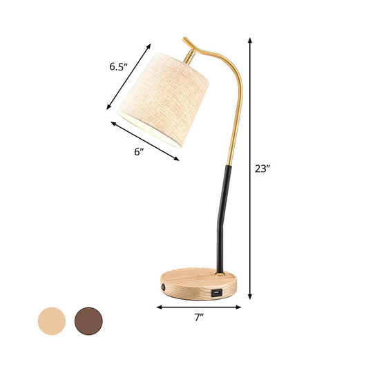 Modern Flare Fabric Task Lighting: 1 Bulb Red Brown/Beige Reading Lamp For Living Room