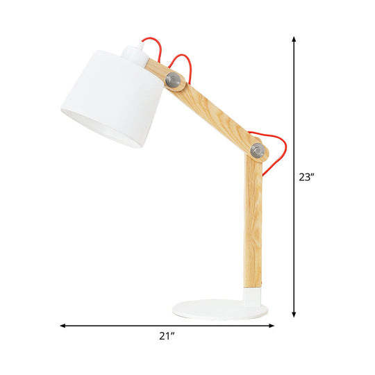 Modern White Drum Reading Light - 1 Head Nightstand Lamp With Rotating Node