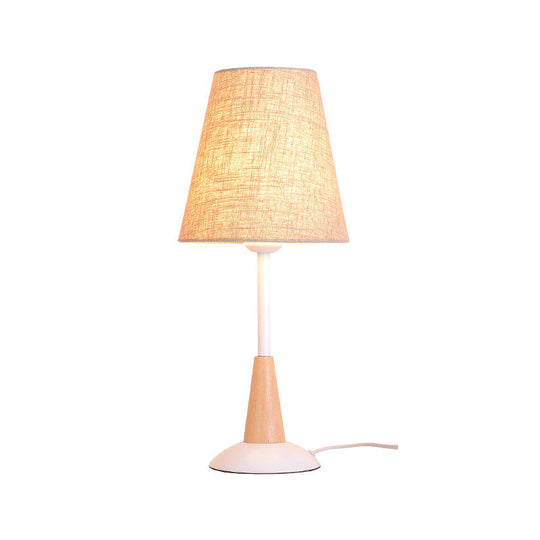 Modern Flaxen Desk Lamp With Wide Flare Fabric Shade