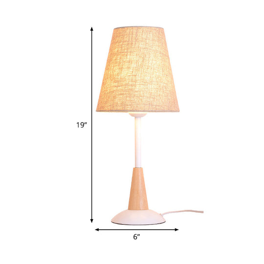 Modern Flaxen Desk Lamp With Wide Flare Fabric Shade