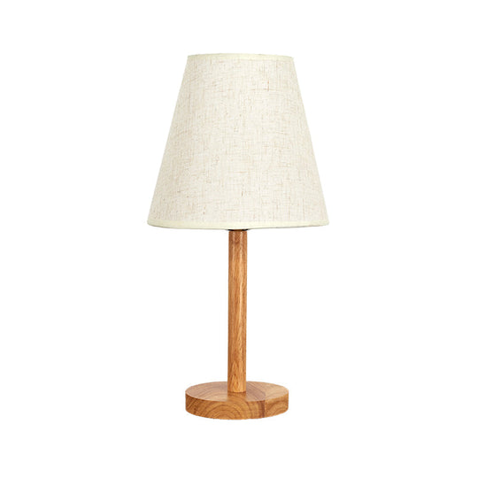 Modern Wood Study Lamp: Conical Fabric Book Light For Living Room 1 Bulb