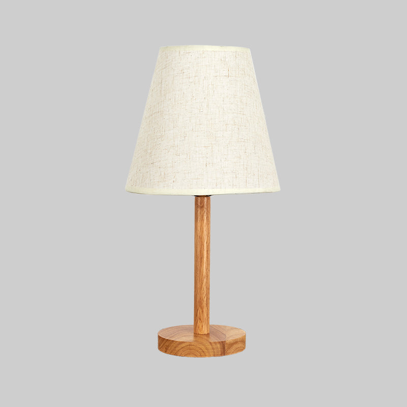 Modern Wood Study Lamp: Conical Fabric Book Light For Living Room 1 Bulb