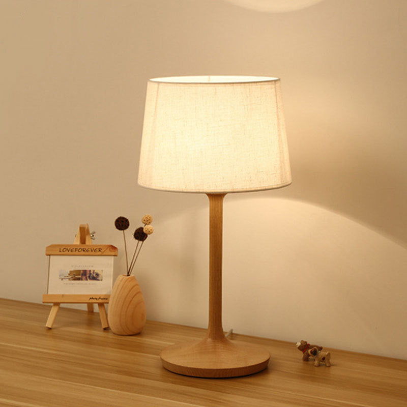 Contemporary Tapered Drum Nightstand Lamp In White - 1 Bulb Book Reading Light