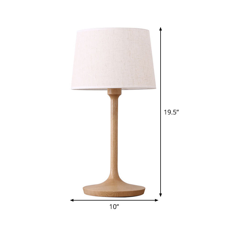 Contemporary Tapered Drum Nightstand Lamp In White - 1 Bulb Book Reading Light