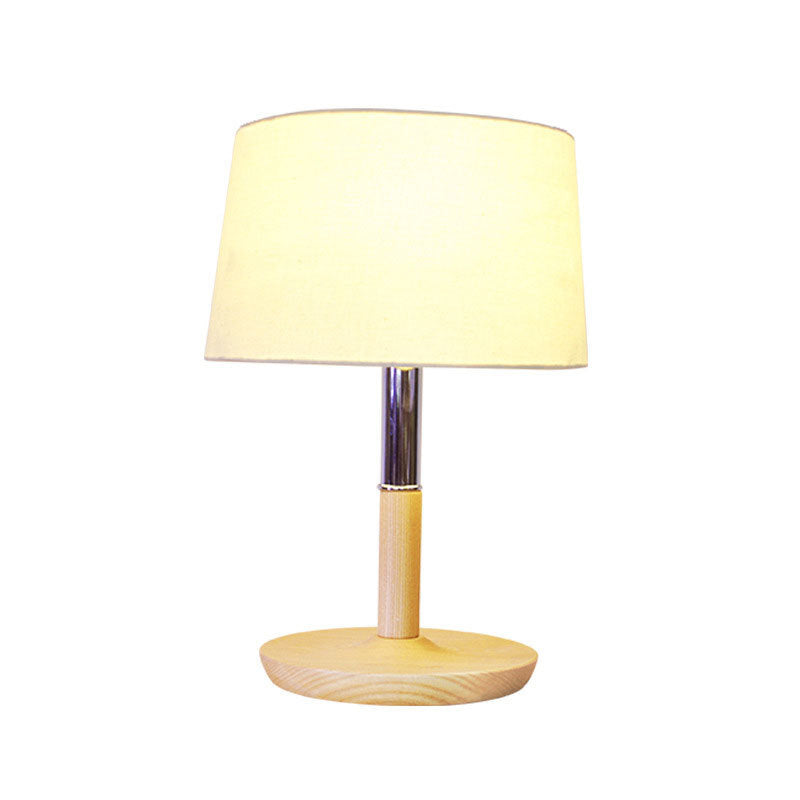 Modern White Study Lamp With Drum Shade Ideal For Tasks And Reading - 1 Bulb Modernism Fabric