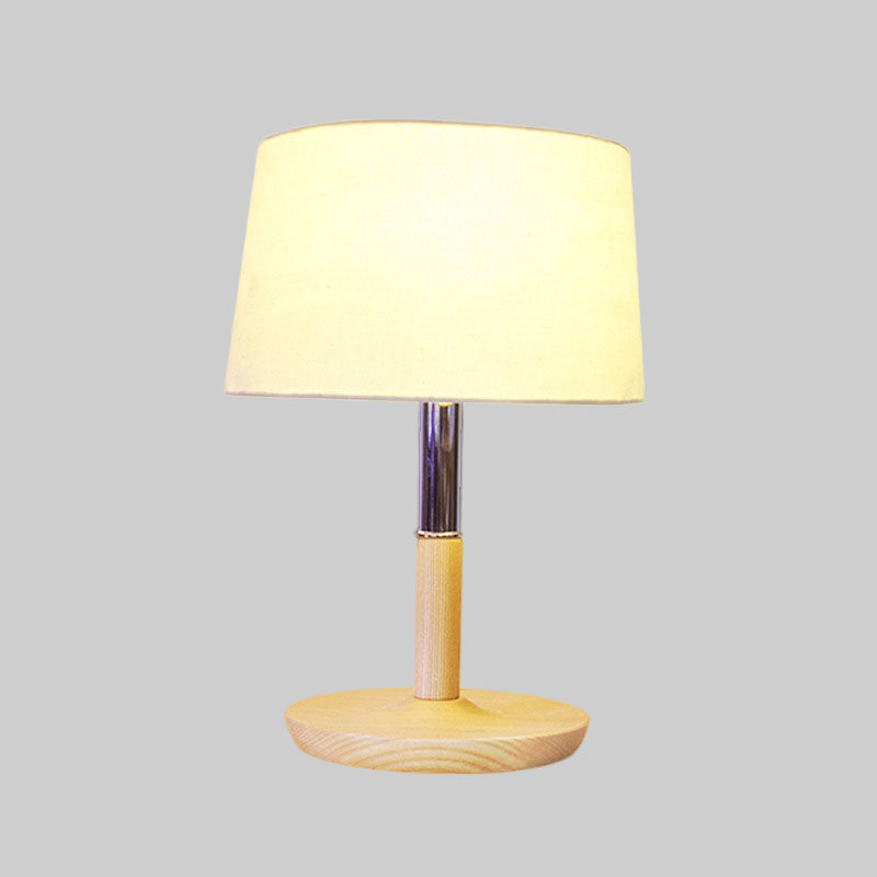 Modern White Study Lamp With Drum Shade Ideal For Tasks And Reading - 1 Bulb Modernism Fabric