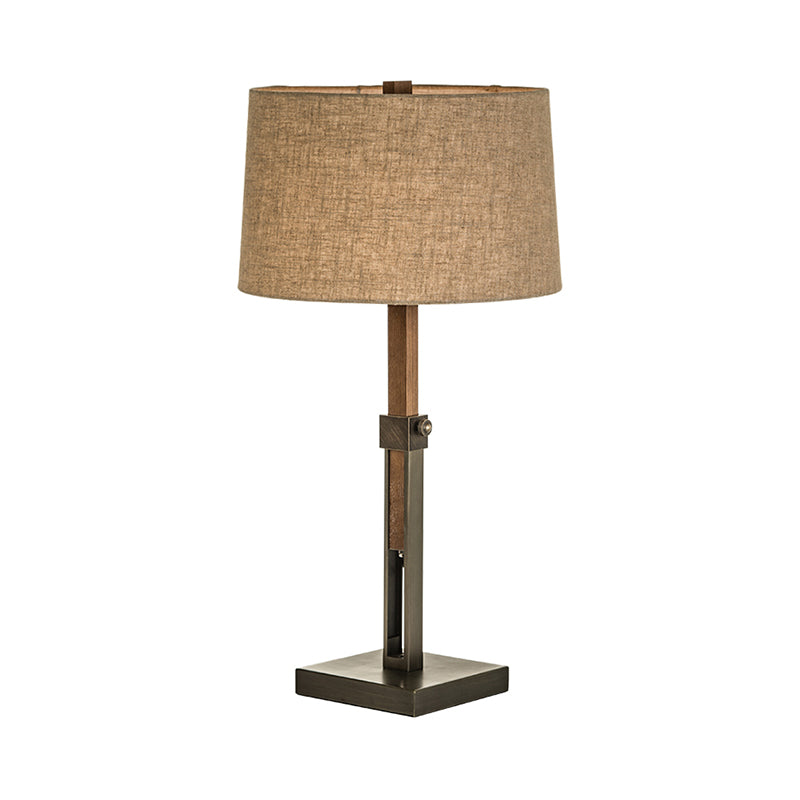 Modern Flaxen Nightstand Lamp With Drum Shade - Bedroom Task Lighting