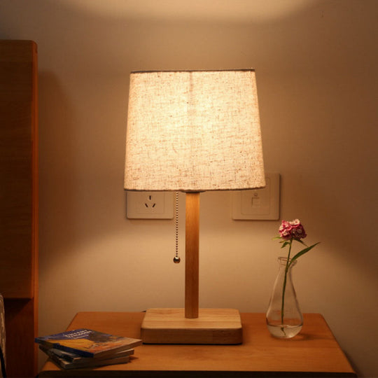 Modern Wood Desk Lamp With Fabric Shade - Ideal For Reading And Studying