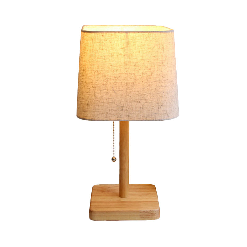 Modern Wood Desk Lamp With Fabric Shade - Ideal For Reading And Studying