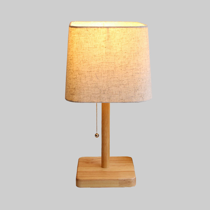 Modern Wood Desk Lamp With Fabric Shade - Ideal For Reading And Studying