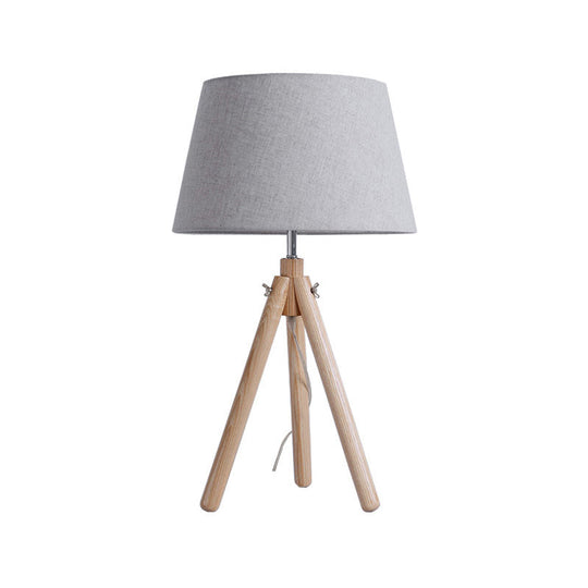 Modern Grey/White/Flaxen Dining Room Desk Lamp With Wide Flare Fabric Shade