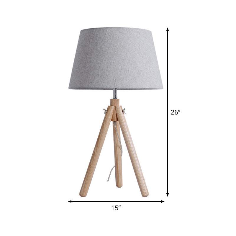 Modern Grey/White/Flaxen Dining Room Desk Lamp With Wide Flare Fabric Shade