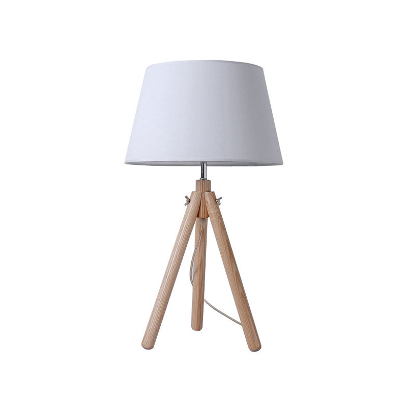 Modern Grey/White/Flaxen Dining Room Desk Lamp With Wide Flare Fabric Shade