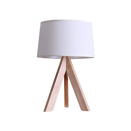 Modern Tapered Drum Nightstand Lamp - White Fabric Reading Light