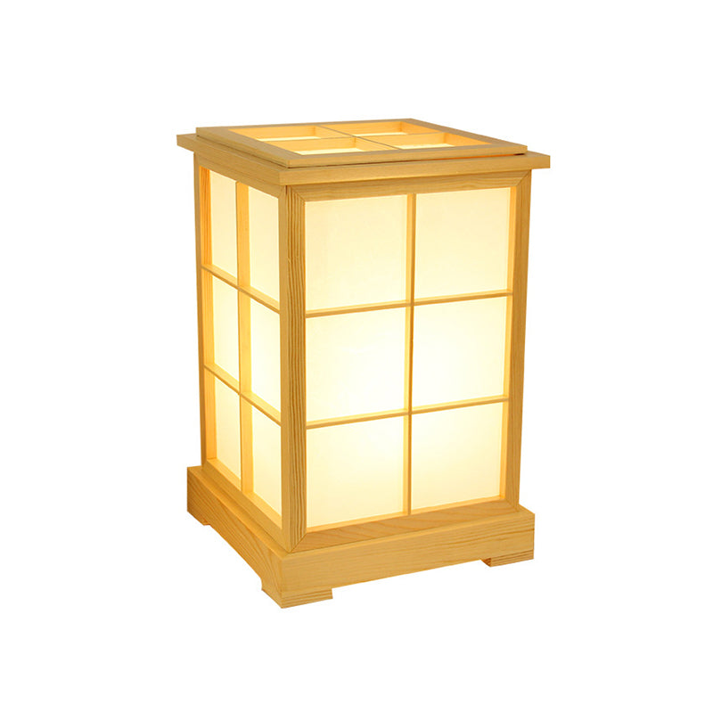 Chinese Beige Wood Table Lamp: Classic Book Reading Light For Bedroom