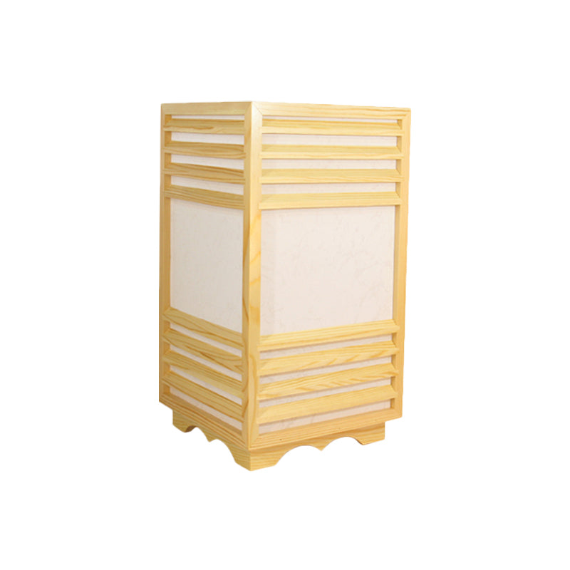 Rectangular Wood Nightstand Lamp In Beige - Ideal Reading Light For Study