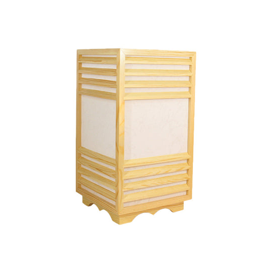 Rectangular Wood Nightstand Lamp In Beige - Ideal Reading Light For Study