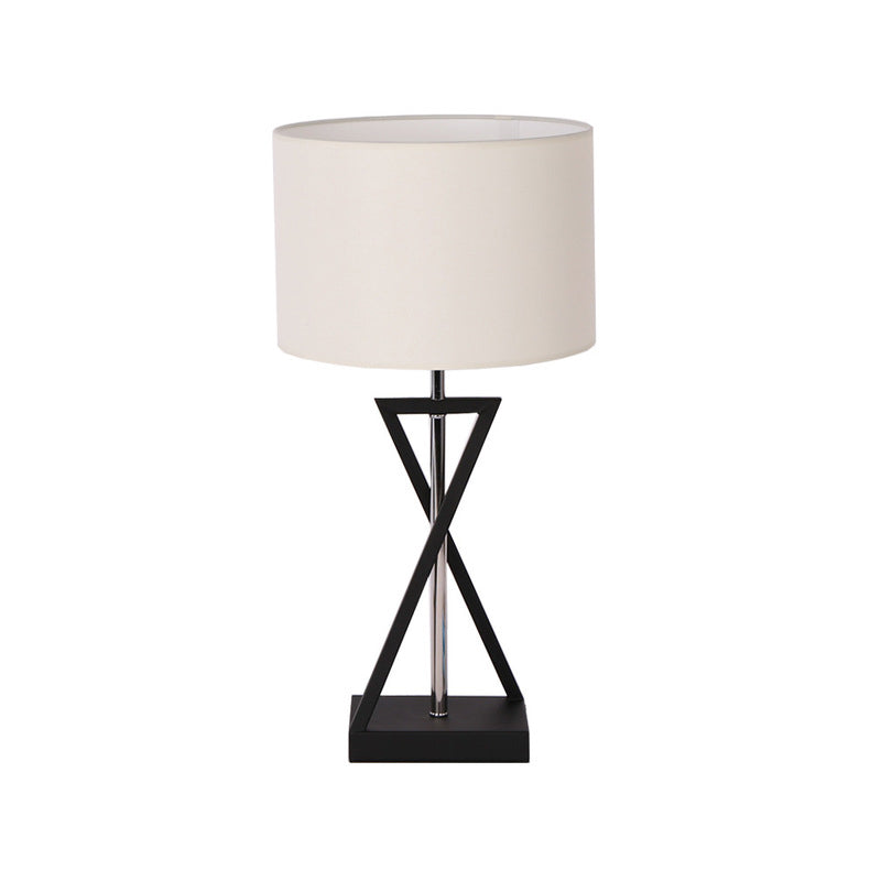 Modern 1-Head Table Desk Lamp - White Cylindrical Small Light With Fabric Shade