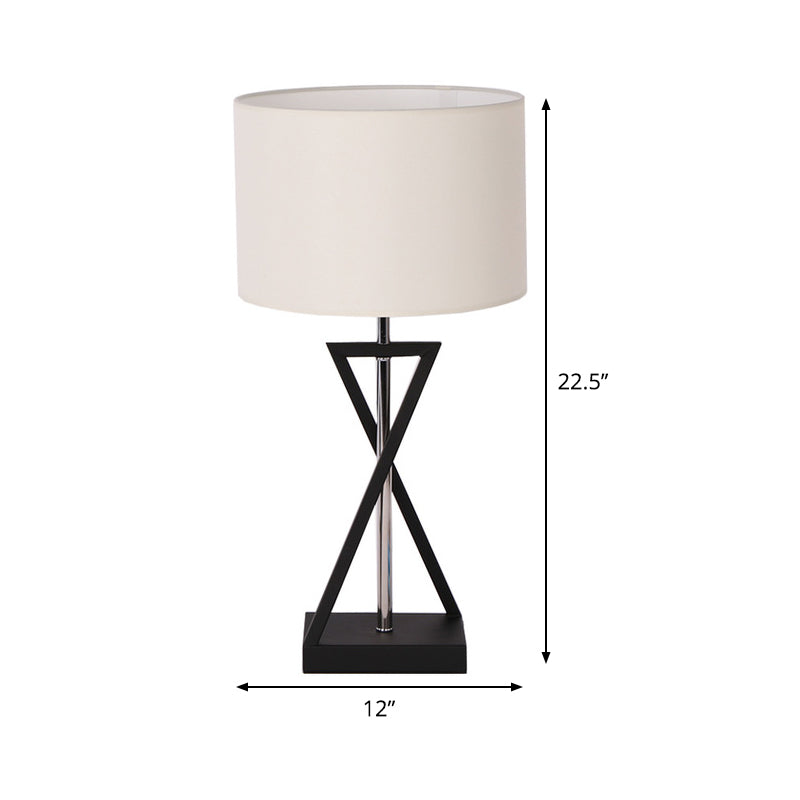 Modern 1-Head Table Desk Lamp - White Cylindrical Small Light With Fabric Shade