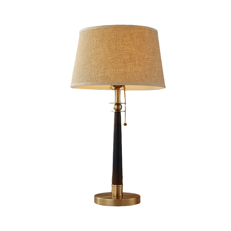 Modern Conical Task Lamp With Flaxen Fabric Shade Pull Chain & 1 Head Reading Light - 12/16 Wide