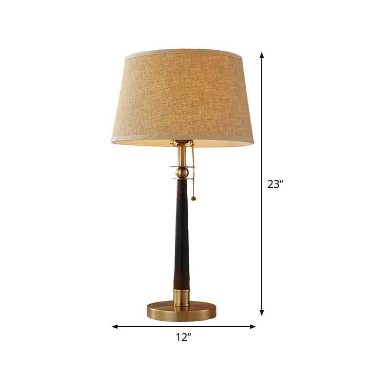 Modern Conical Task Lamp With Flaxen Fabric Shade Pull Chain & 1 Head Reading Light - 12/16 Wide