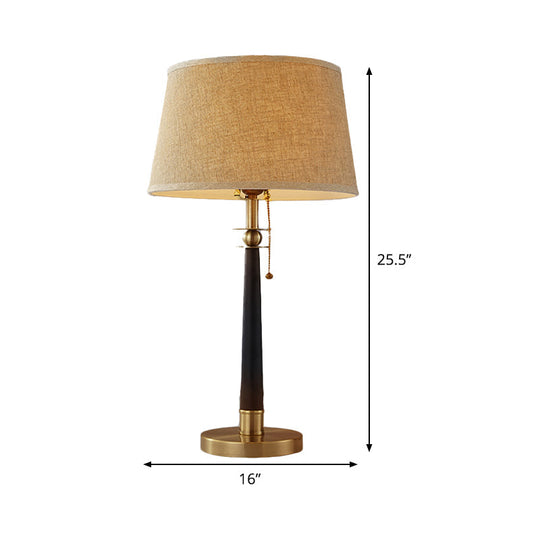 Modern Conical Task Lamp With Flaxen Fabric Shade Pull Chain & 1 Head Reading Light - 12/16 Wide