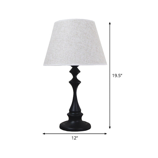 Modern White Study Table Lamp With Flare Fabric Shade - Small Desk Light