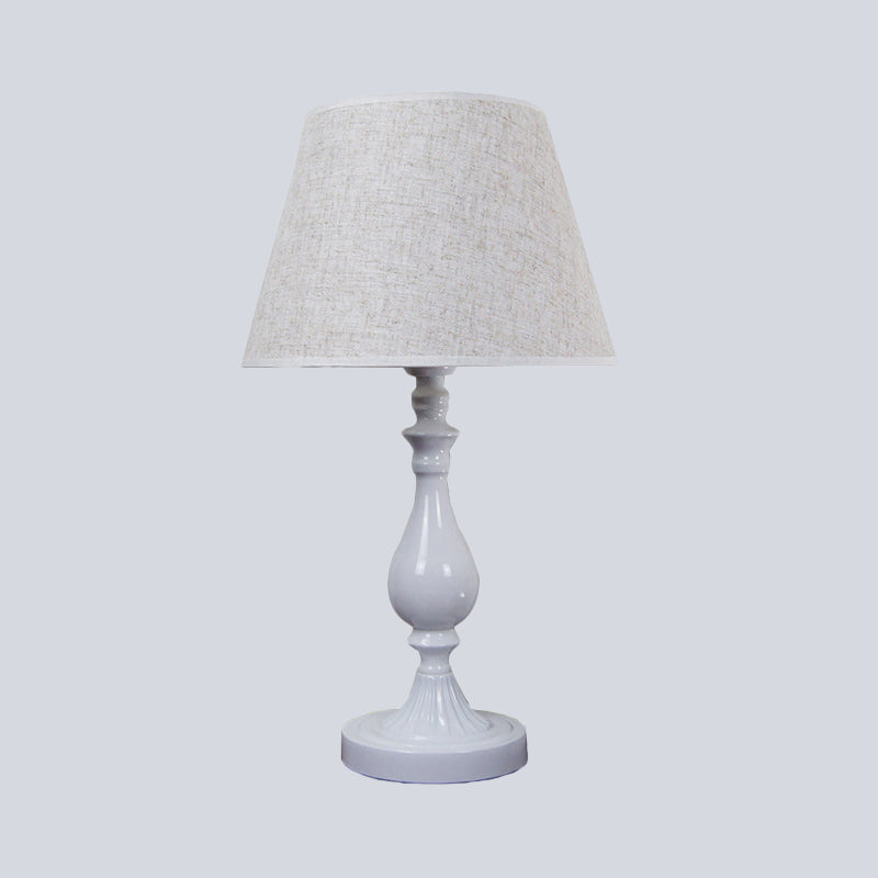 Modernist Metallic Desk Lamp: Urn-Shaped White Table Light With Fabric Shade