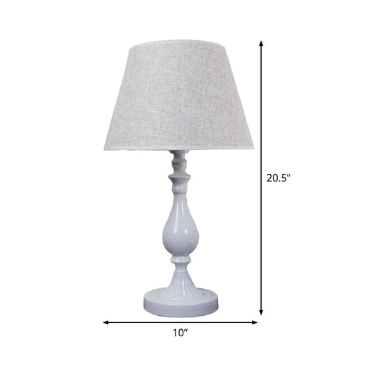 Modernist Metallic Desk Lamp: Urn-Shaped White Table Light With Fabric Shade