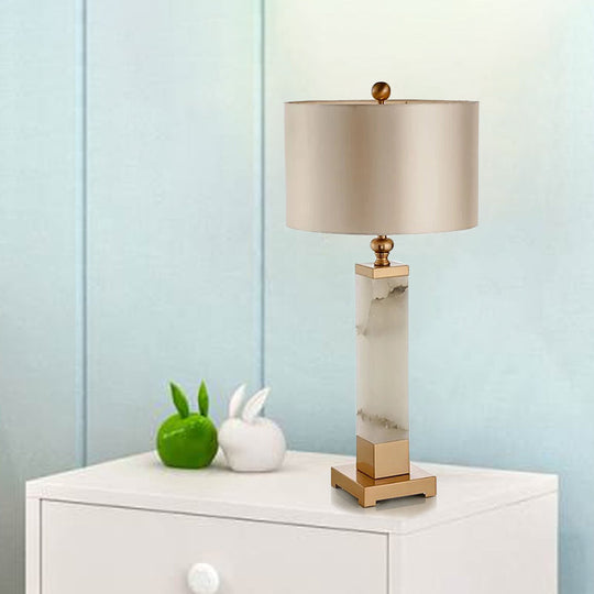 Modern Gold Desk Lamp With Fabric Shade - Ideal For Living Room Or Office