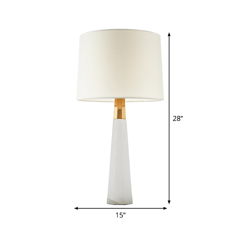 White Modern Conical Shade Desk Lamp With 1 Bulb For Bedroom