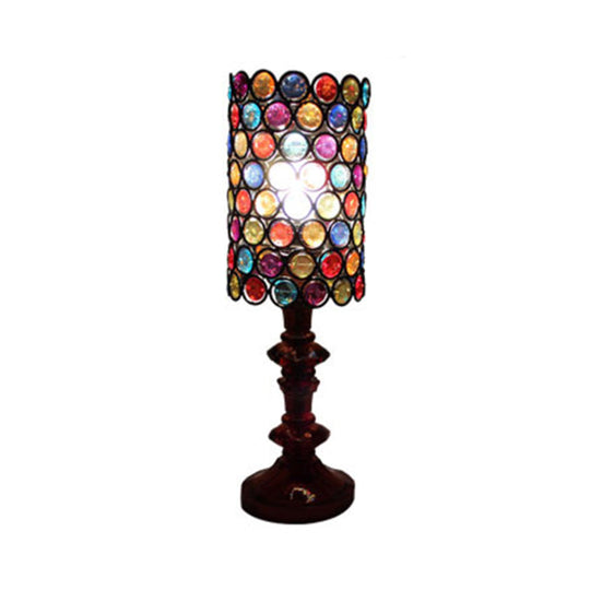 Metal Night Table Lamp - Stylish Black Column Design For Living Room Décor