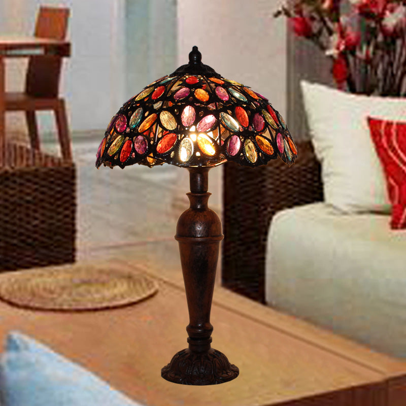 Art Deco Dome Metal Nightstand Lamp In Red/Yellow/Green - Perfect Night Table Lighting For Living