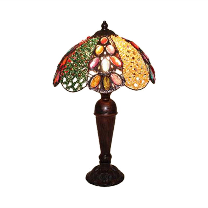 Art Deco Dome Metal Nightstand Lamp In Red/Yellow/Green - Perfect Night Table Lighting For Living