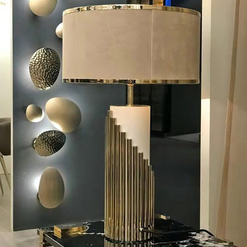 Modern Gold Table Lamp With Fabric Shade For Living Room Desk - 1 Head