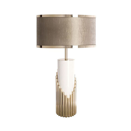 Modern Gold Table Lamp With Fabric Shade For Living Room Desk - 1 Head