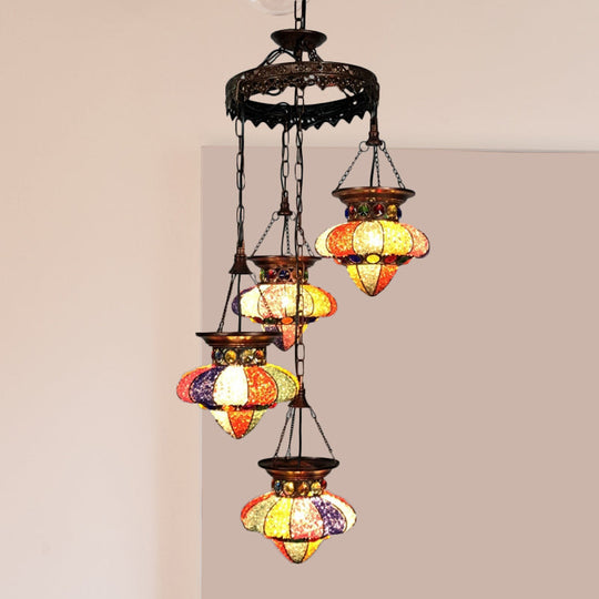 Antique Copper Chandelier: Urn-Shaped Suspension Lighting 4/6 Lights For Dining Room