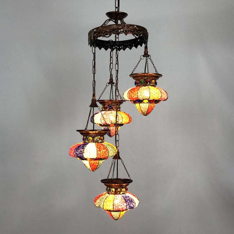 Antique Copper Chandelier: Urn-Shaped Suspension Lighting 4/6 Lights For Dining Room