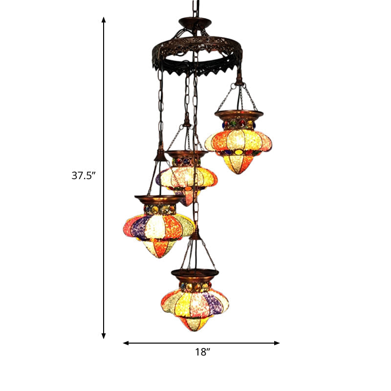 Antique Copper Chandelier: Urn-Shaped Suspension Lighting 4/6 Lights For Dining Room