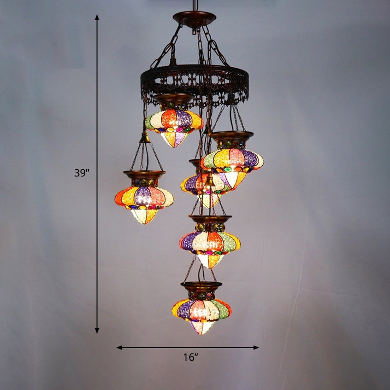 Antique Copper Chandelier: Urn-Shaped Suspension Lighting 4/6 Lights For Dining Room