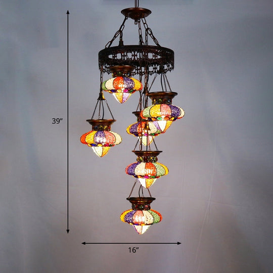 Antique Copper Chandelier: Urn-Shaped Suspension Lighting 4/6 Lights For Dining Room