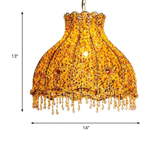 Yellow Scalloped Pendant Lamp - Decorative Metal Restaurant Lighting