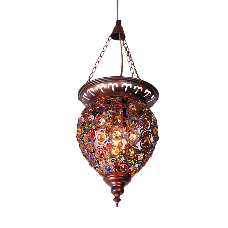 Copper Drop Urn Pendant Light For Traditional Balcony Lighting