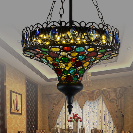 Black Metal Hanging Ceiling Light: Art Deco Pendant Lamp For Restaurants