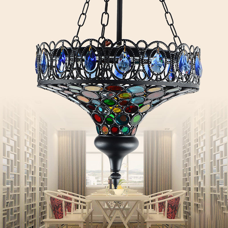 Black Metal Hanging Ceiling Light: Art Deco Pendant Lamp For Restaurants