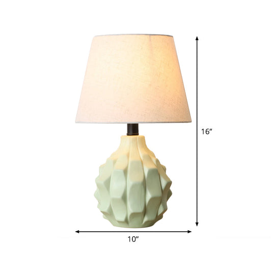 Contemporary Flare Nightstand Lamp With Blue Fabric Shade - Ideal For Reading And Book Light