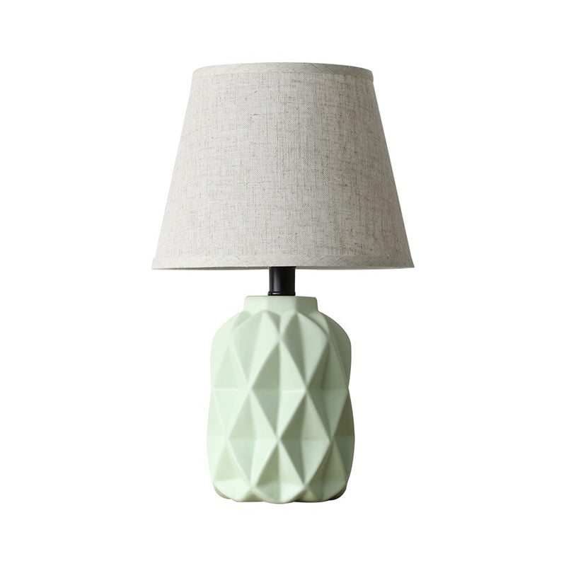 Modernist Grey Flare Desk Lamp With Urn Green Ceramic Base - 1 Bulb Fabric Night Table Light