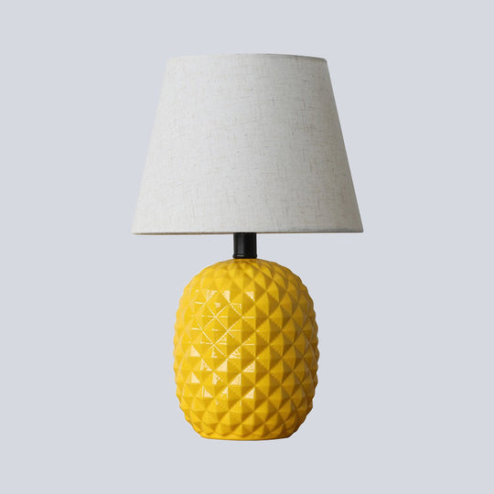 Modern Yellow Desk Lamp With Flare Fabric Shade - Small Living Room Table Light